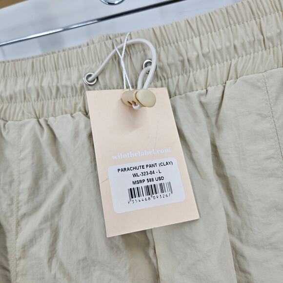 WILO The Label Parachute Jogger Pants Cream Drawstring Mesh Lined Baggy Size L - Picture 5 of 8